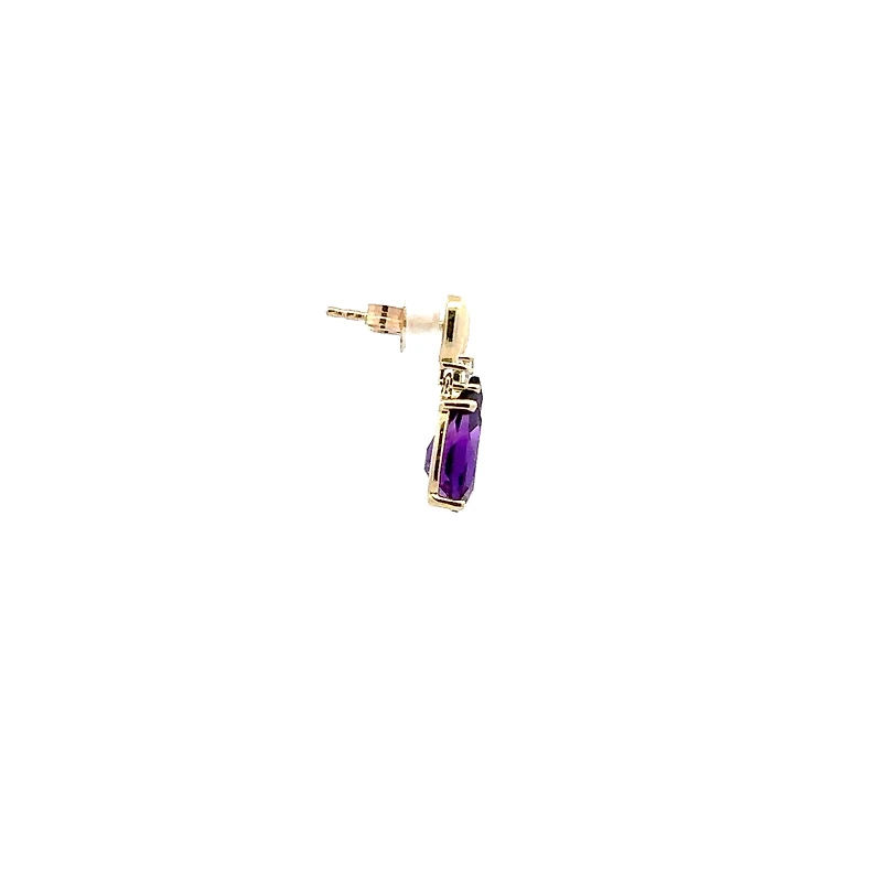 10K Yellow Gold Amethyst and Canadian Diamond Earrings