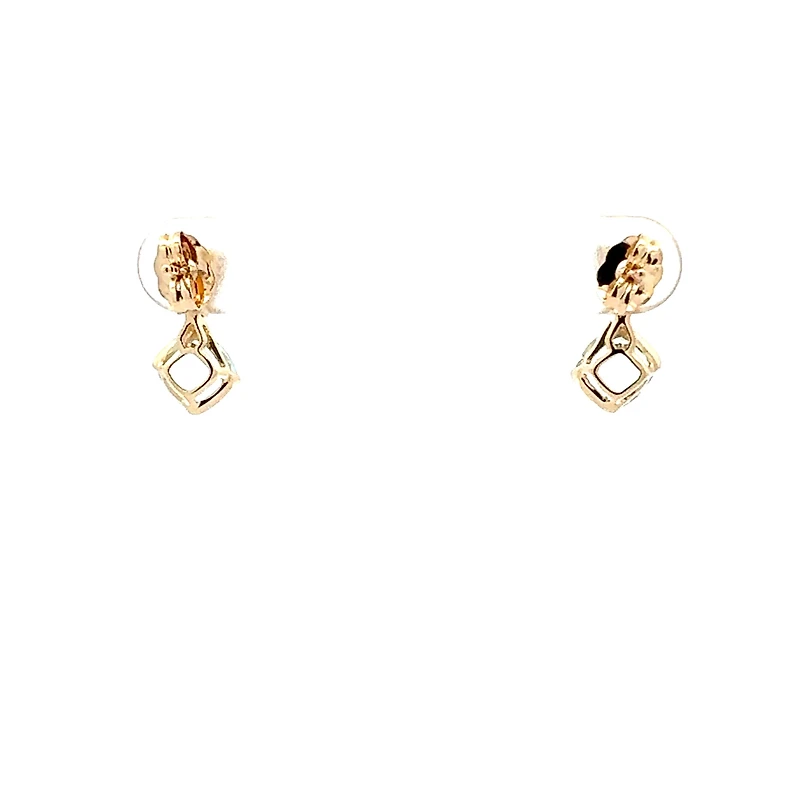 10K Gold Aquamarine & Diamond Earrings - yellow gold