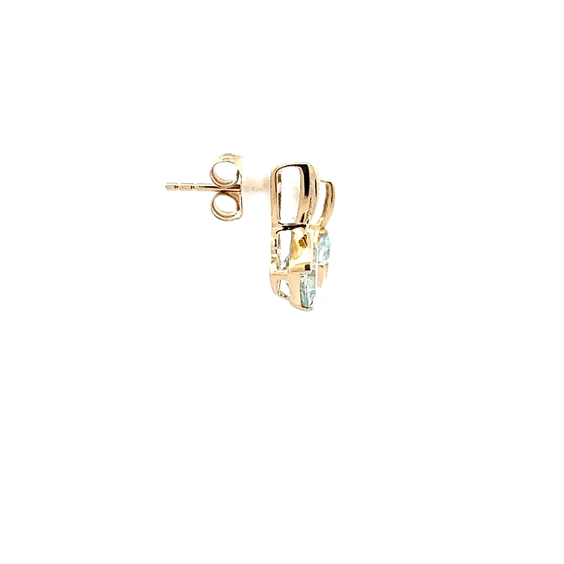 10K Gold Aquamarine & Diamond Earrings - yellow gold