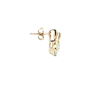 10K Gold Aquamarine & Diamond Earrings - yellow gold
