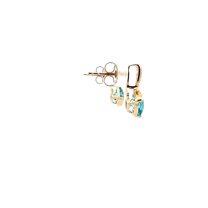 10K Gold Swiss Blue Topaz and Diamond Earrings