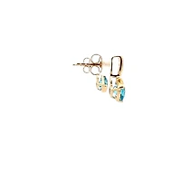 10K Gold Swiss Blue Topaz and Diamond Earrings