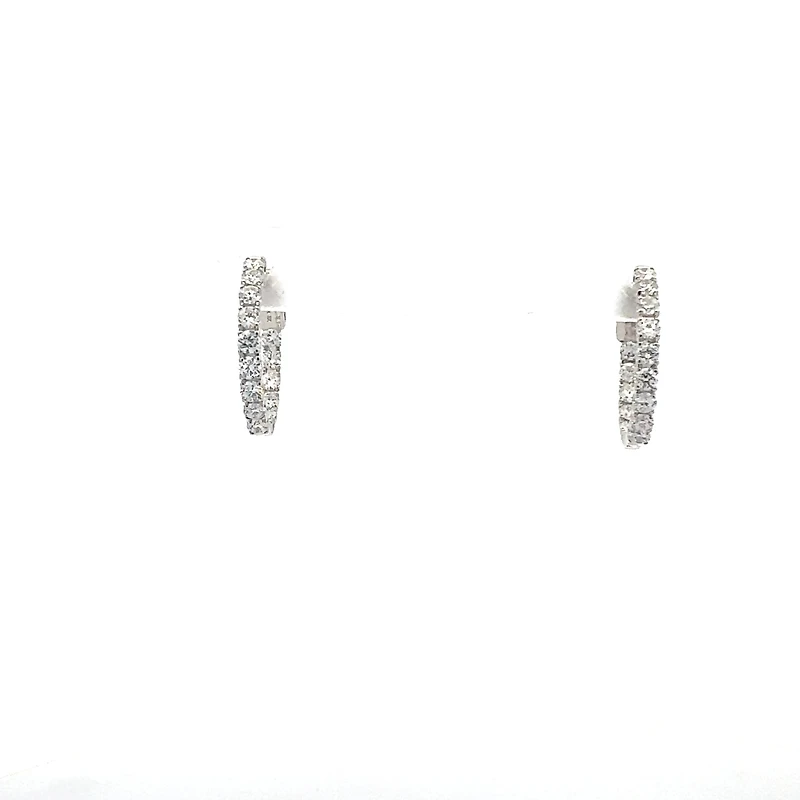 10K White Gold 0.50cttw Lab Grown Diamond Huggie / Hoop Earrings