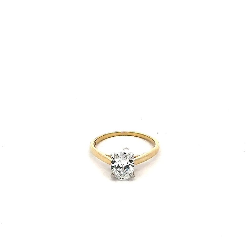 14K Yellow Gold 1.00cttw Lab Grown Oval Diamond Engagement Ring - /