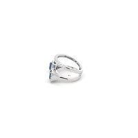 14K White Gold cttw Blue Sapphire and White Diamond Ring