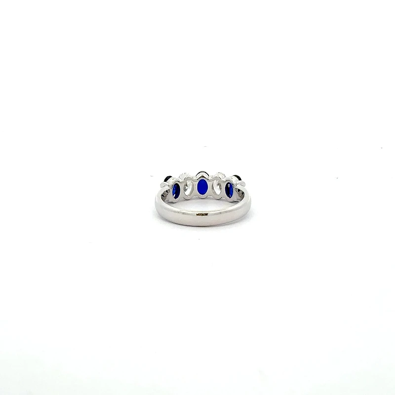 10K White Gold Lab Grown Sapphire and Diamond Ring - 4