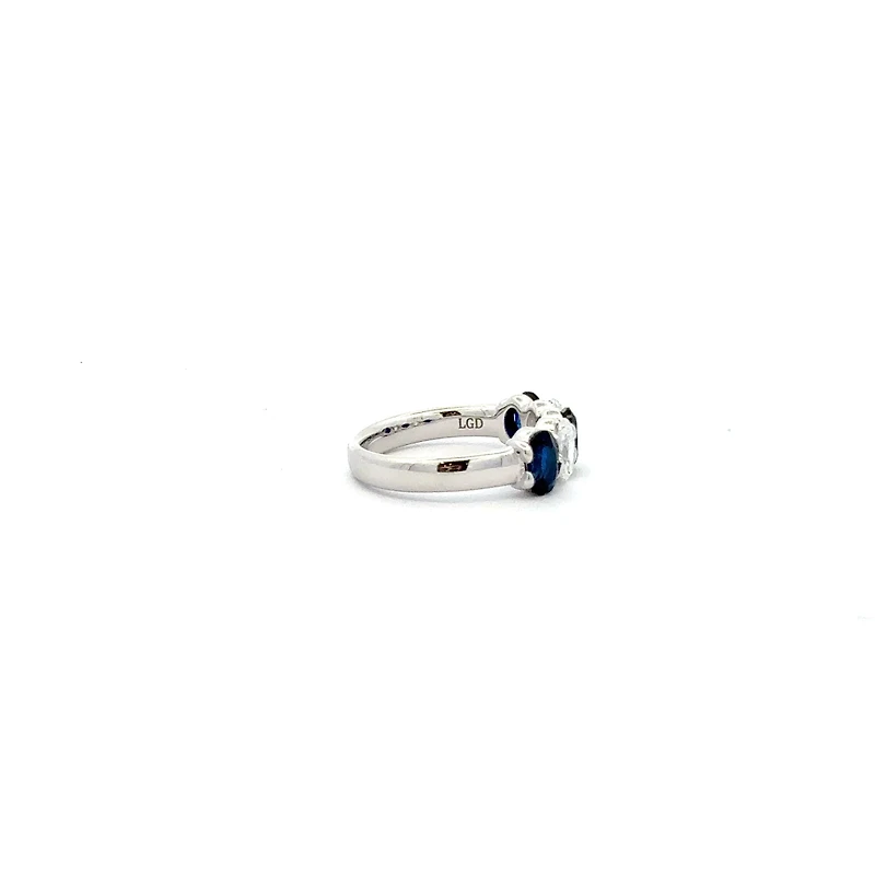 10K White Gold Lab Grown Sapphire and Diamond Ring - 4