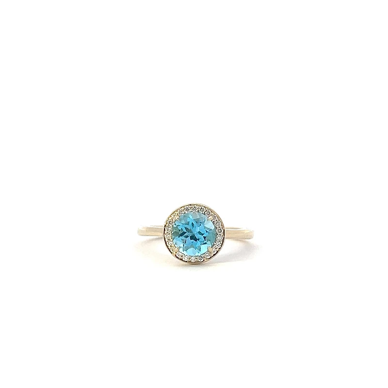 10K Yellow Gold Blue Topaz and Diamond Ring - yellow gold / 4