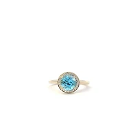 10K Yellow Gold Blue Topaz and Diamond Ring - yellow gold / 4
