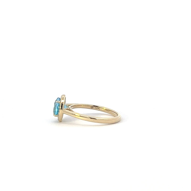 10K Yellow Gold Blue Topaz and Diamond Ring - yellow gold / 4