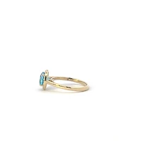 10K Yellow Gold Blue Topaz and Diamond Ring - yellow gold / 4