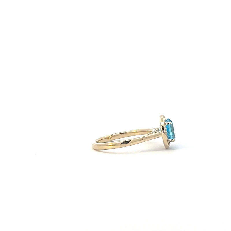 10K Yellow Gold Blue Topaz and Diamond Ring - yellow gold / 4