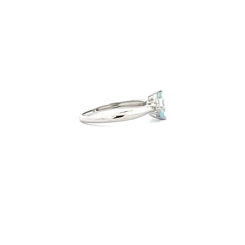10K White Gold 0.76cttw Cushion Cut Aquamarine and 0.008cttw Diamond Ring - White gold / 4