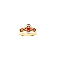 10K Yellow Gold Garnet and Diamond Brushed Ring - 4