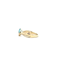 10K Gold Swiss Blue Topaz and Diamond Ring