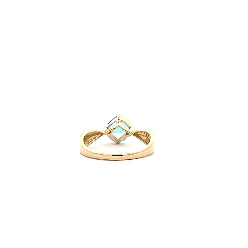 10K Gold Swiss Blue Topaz and Diamond Ring