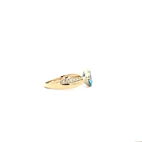 10K Gold Swiss Blue Topaz and Diamond Ring