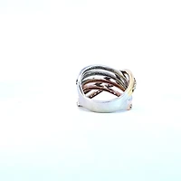 10K Yellow, White and Rose Gold Three Tone Diamond Ring - 4