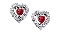 10K White Gold Garnet and 0.14cttw Diamond Earrings