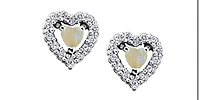 10K White Gold Opal and 0.14cttw Diamond Earrings