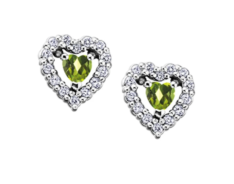 10K White Gold Peridot and 0.14cttw Diamond Earrings