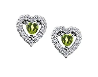 10K White Gold Peridot and 0.14cttw Diamond Earrings