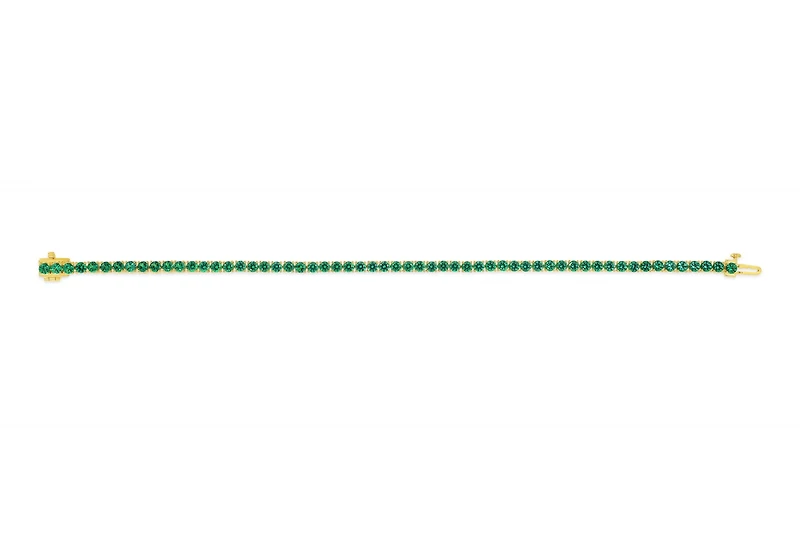 Sterling Silver with 14K Gold Plate Lab Created Emerald Bracelet 