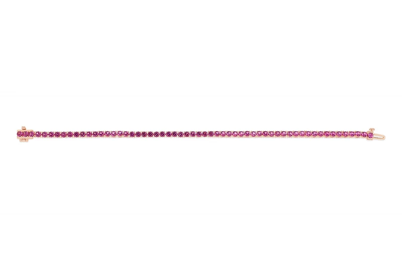 Sterling Silver with 14K Gold Plate Lab Created Rhodolite Garnet Bracelet - June Birthstone