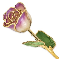 24K Lacquer Dipped Gold Trimmed Amethyst Real Rose