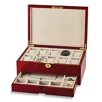High Gloss Cherry Finish 10-Watch Holder and Accessory Case