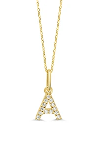 10K Initial Pendant with Lab Grown Diamonds - Letter A / Gold
