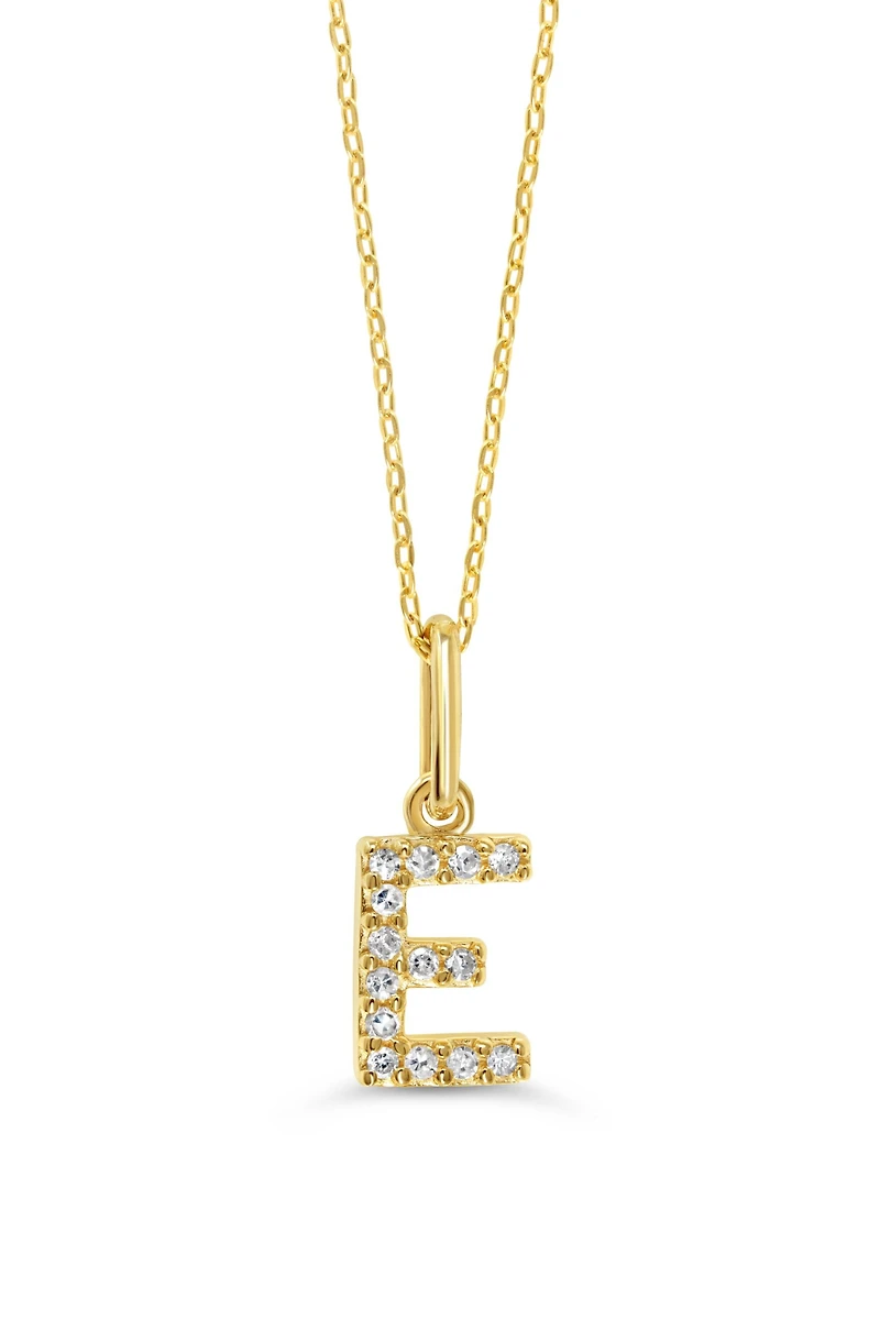 10K Initial Pendant with Lab Grown Diamonds - Letter A / Gold