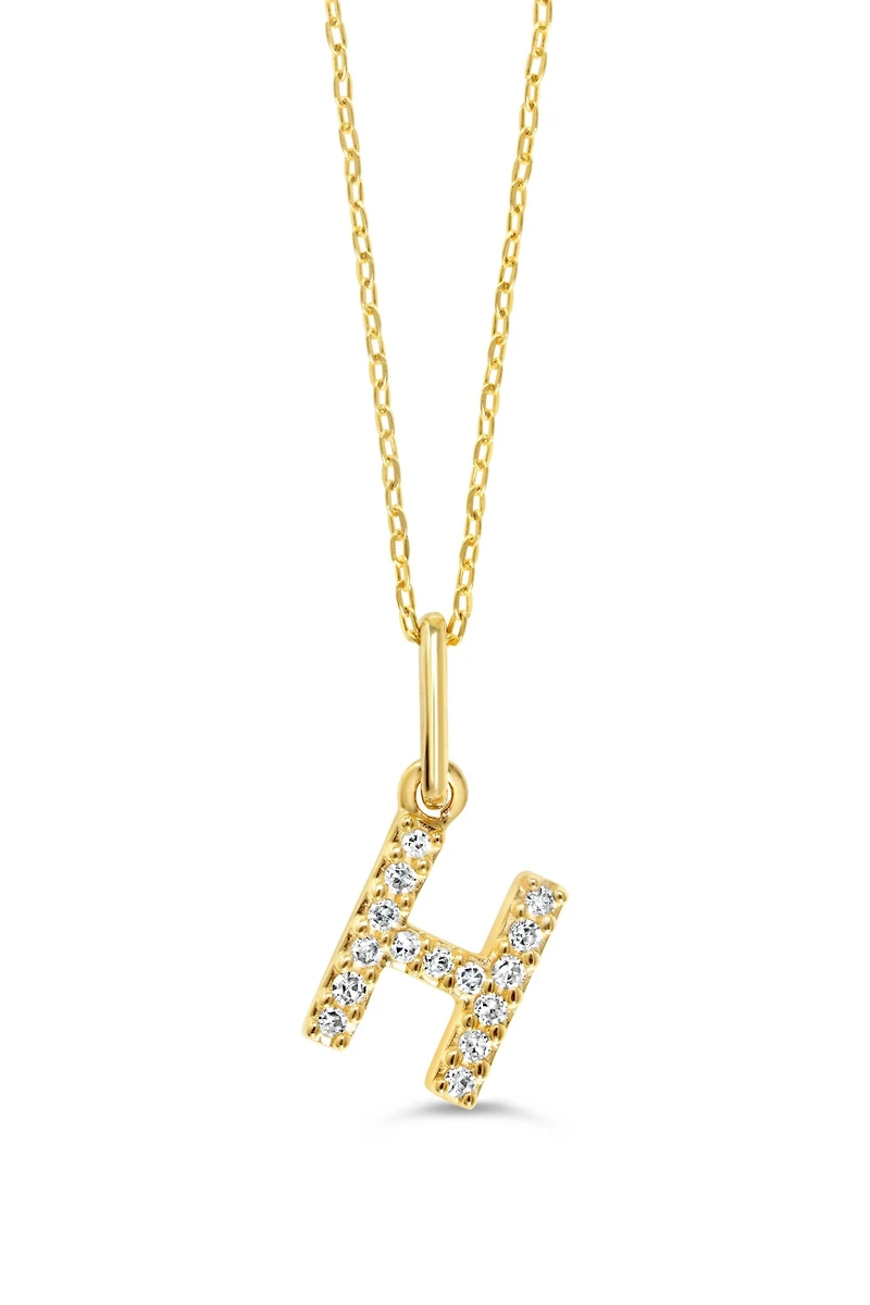 10K Initial Pendant with Lab Grown Diamonds - Letter A / Gold