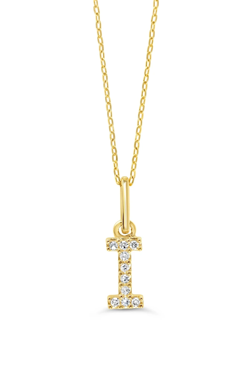 10K Initial Pendant with Lab Grown Diamonds - Letter A / Gold