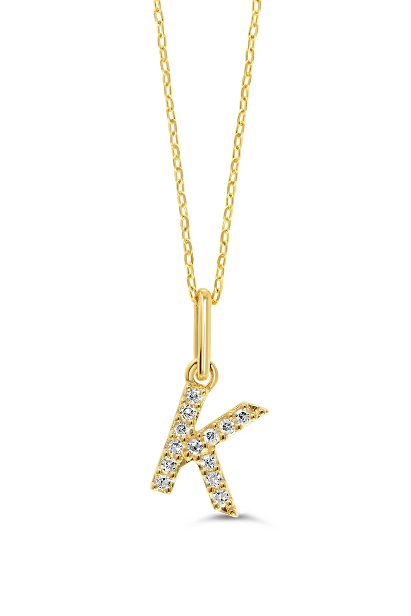 10K Initial Pendant with Lab Grown Diamonds - Letter A / Gold