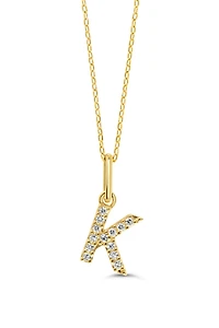 10K Initial Pendant with Lab Grown Diamonds - Letter A / Gold