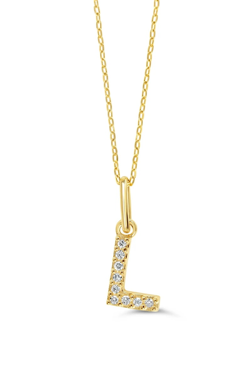 10K Initial Pendant with Lab Grown Diamonds - Letter A / Gold