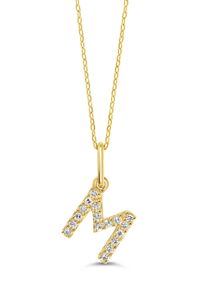 10K Initial Pendant with Lab Grown Diamonds - Letter A / Gold