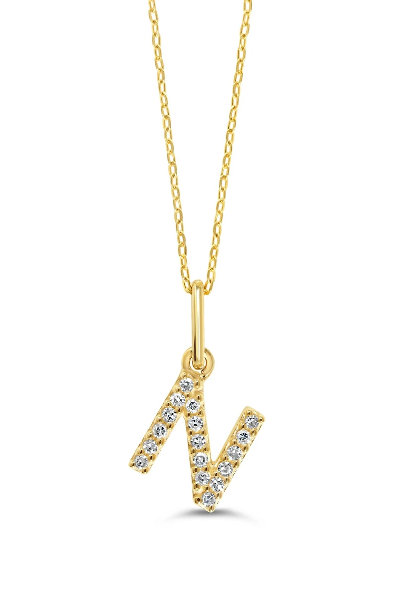10K Initial Pendant with Lab Grown Diamonds - Letter A / Gold