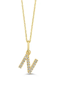 10K Initial Pendant with Lab Grown Diamonds - Letter A / Gold