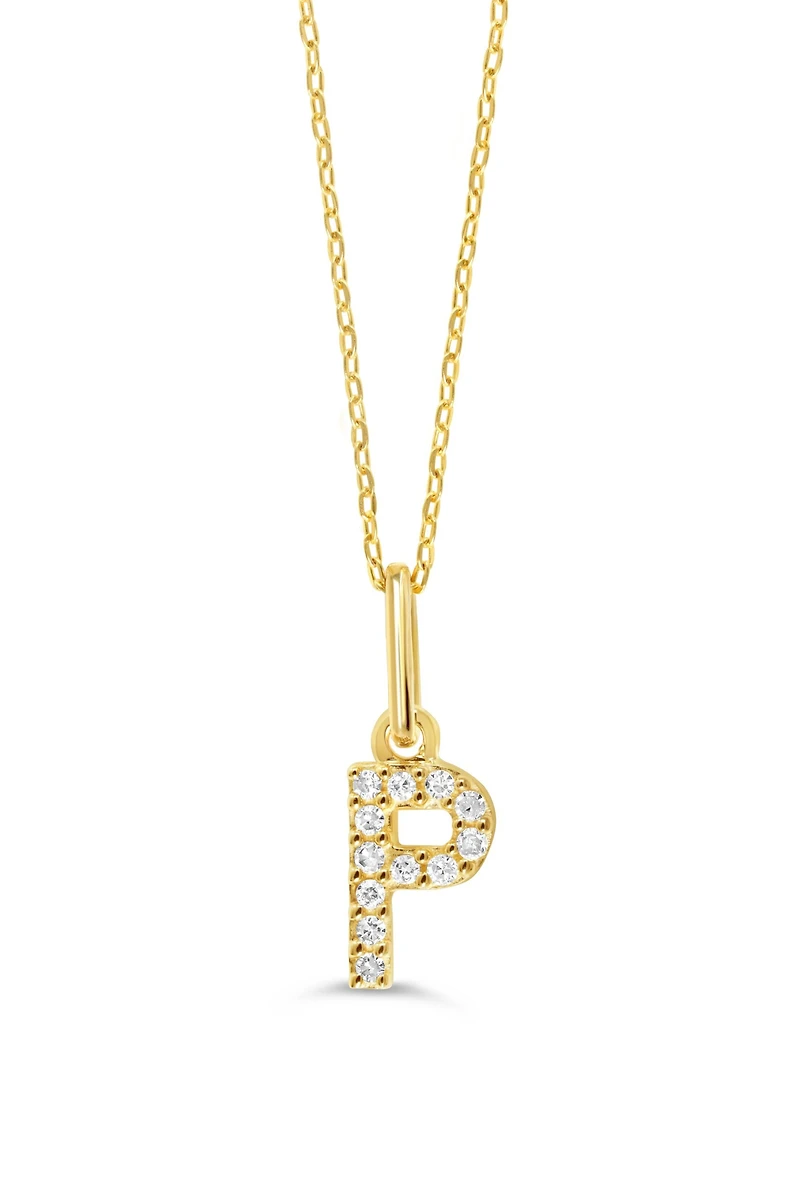 10K Initial Pendant with Lab Grown Diamonds - Letter A / Gold