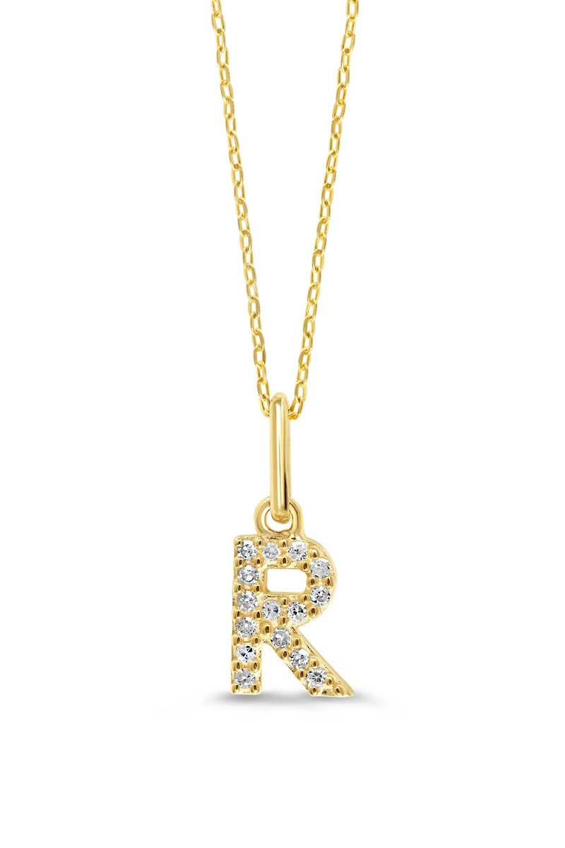 10K Initial Pendant with Lab Grown Diamonds - Letter A / Gold