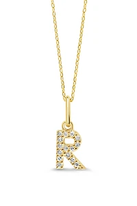 10K Initial Pendant with Lab Grown Diamonds - Letter A / Gold