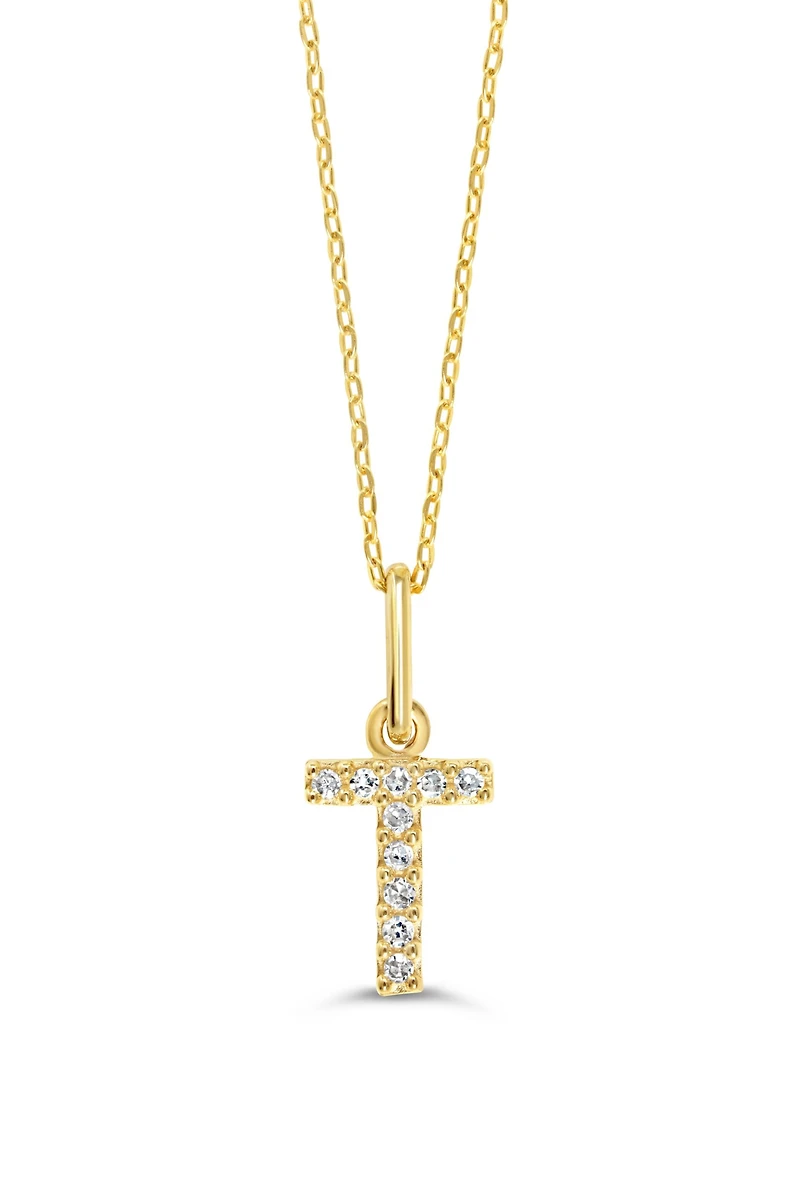 10K Initial Pendant with Lab Grown Diamonds - Letter A / Gold