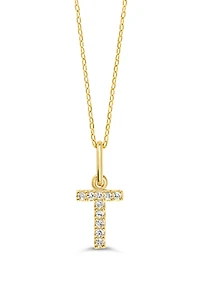 10K Initial Pendant with Lab Grown Diamonds - Letter A / Gold