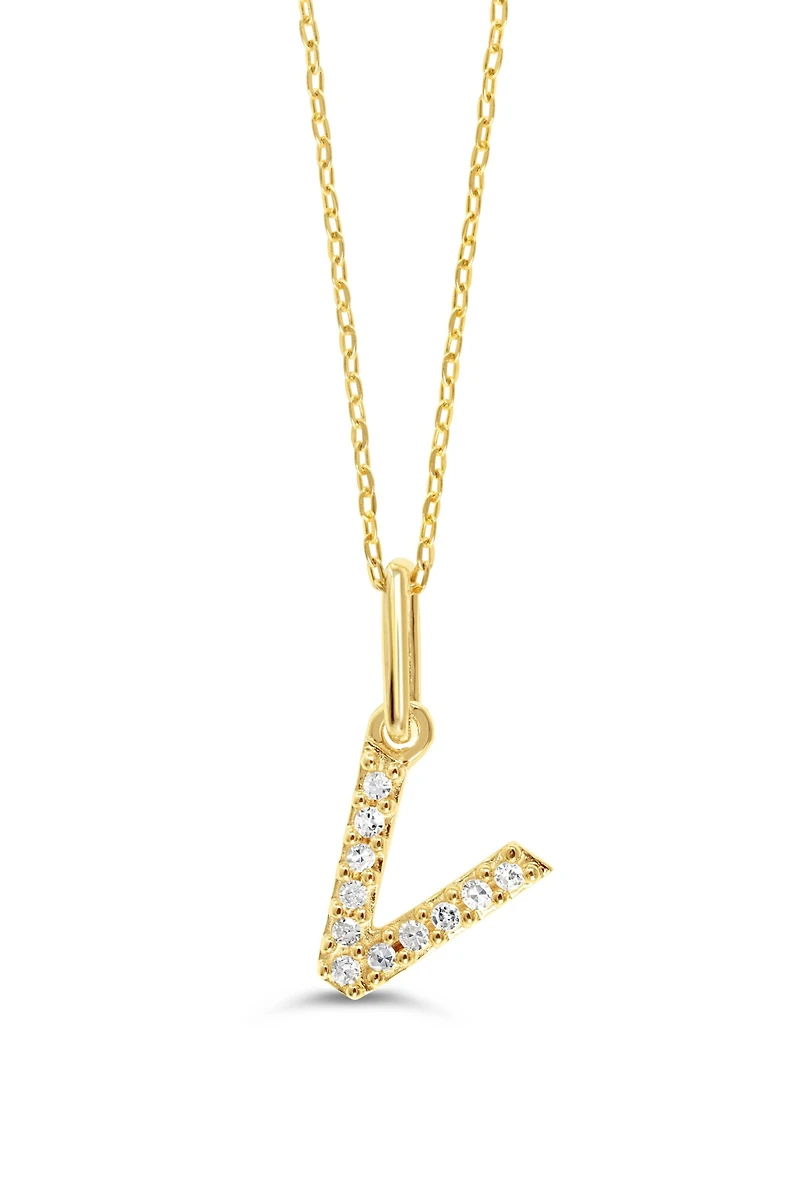 10K Initial Pendant with Lab Grown Diamonds - Letter A / Gold