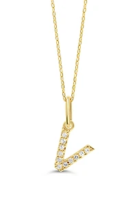 10K Initial Pendant with Lab Grown Diamonds - Letter A / Gold