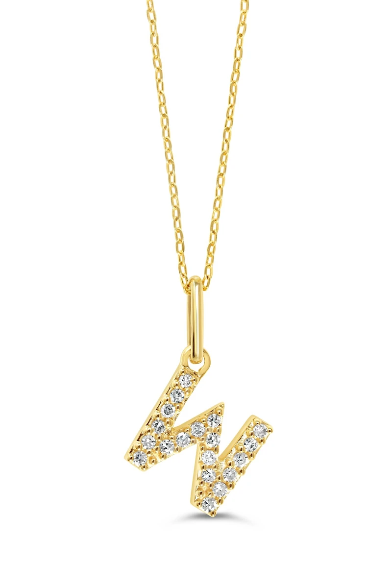 10K Initial Pendant with Lab Grown Diamonds - Letter A / Gold