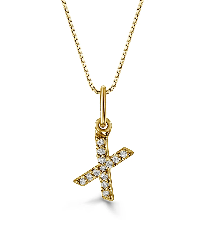 10K Initial Pendant with Lab Grown Diamonds - Letter A / Gold