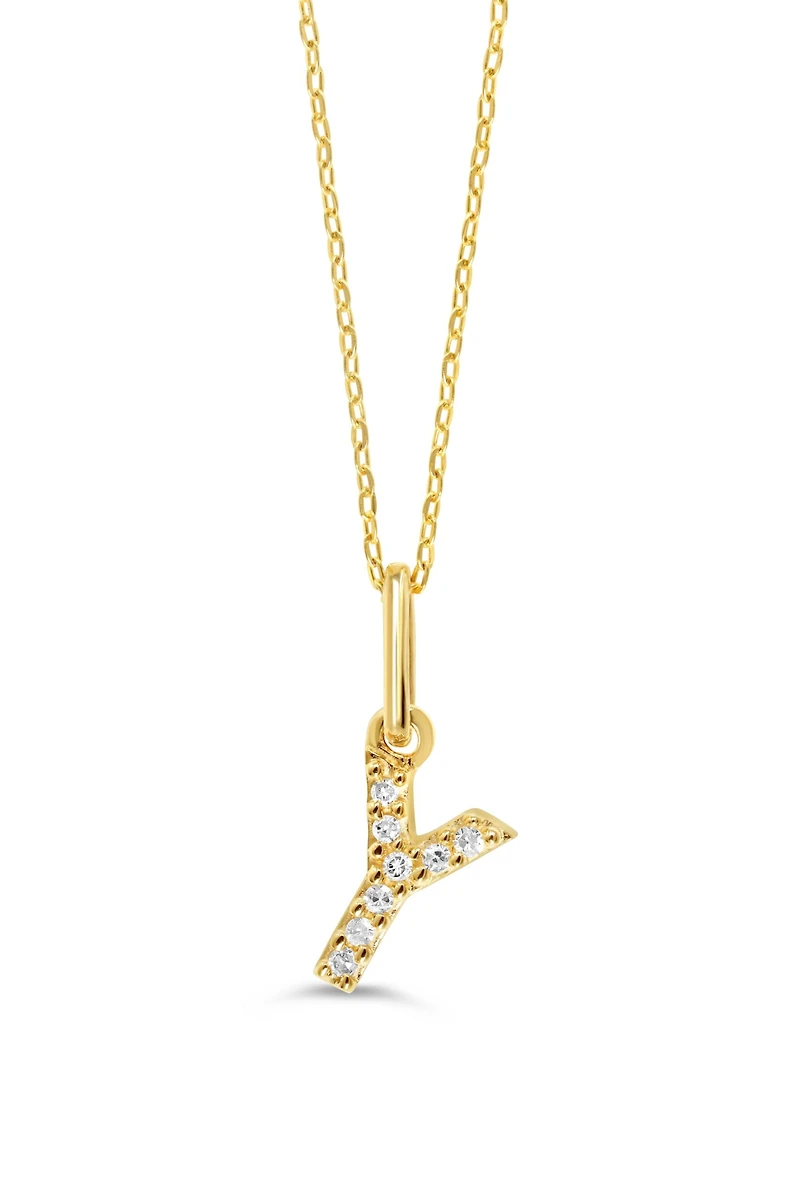 10K Initial Pendant with Lab Grown Diamonds - Letter A / Gold